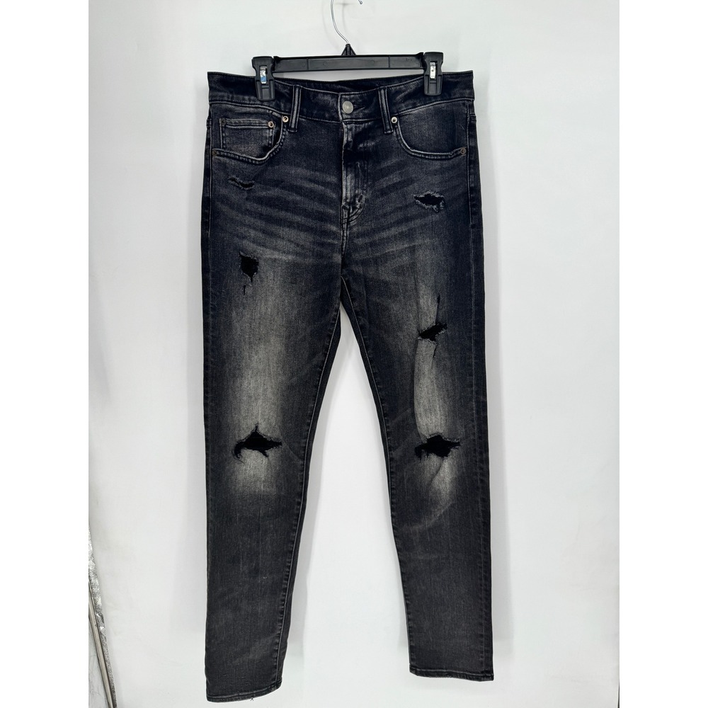 American Eagle Slim Jeans Mens 32x36 Black NEW Distressed Ne(x)t Level Flex 3002